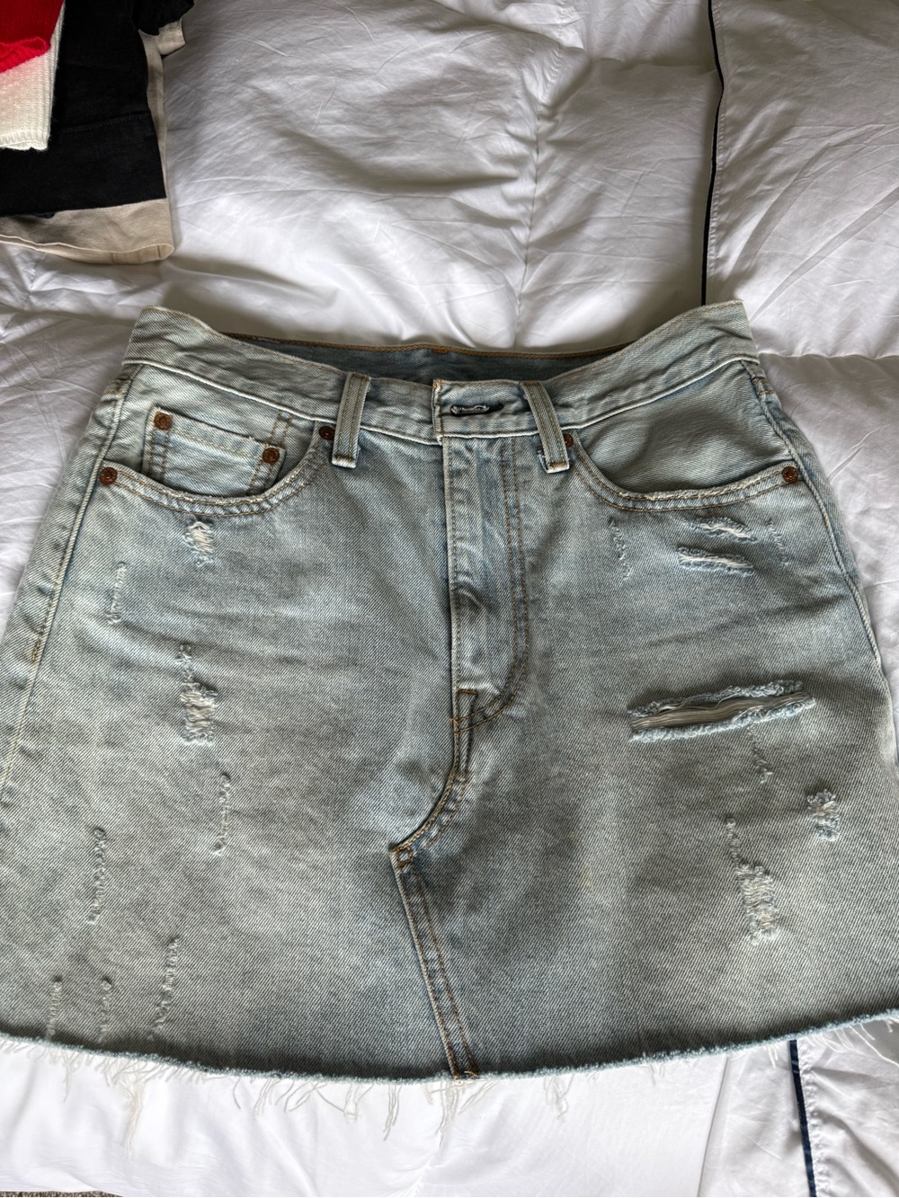 Levi's Light Blue Distressed Denim Mini Skirt
